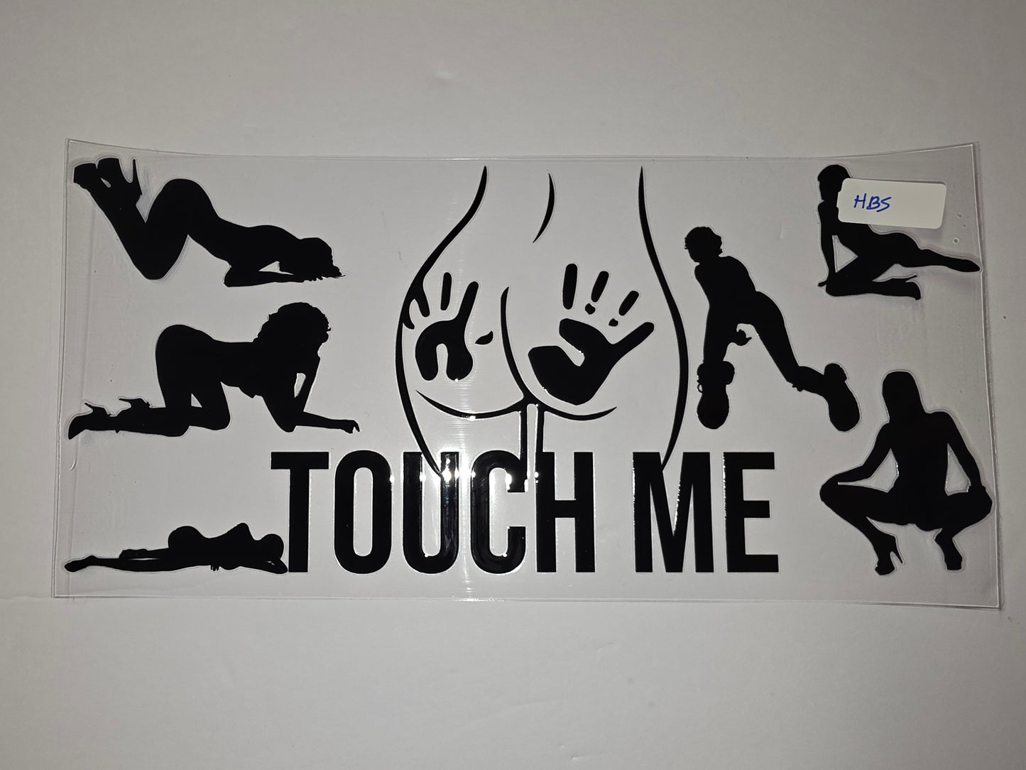 Black Silhouette "Touch Me" Tumbler Wrap with Playful Poses