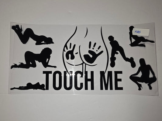 Black Silhouette "Touch Me" Tumbler Wrap with Playful Poses