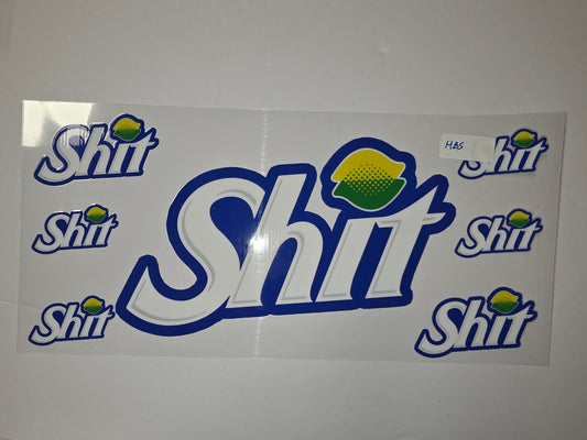 Retro "Shit" Lemon Lime Drink Inspired Tumbler Wraps | Blue, White, Yellow, Green