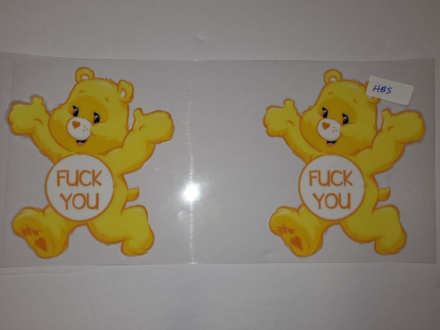 Yellow Bear "Fuck You" Tumbler Wrap - Funny Sarcastic Drinkware Decal