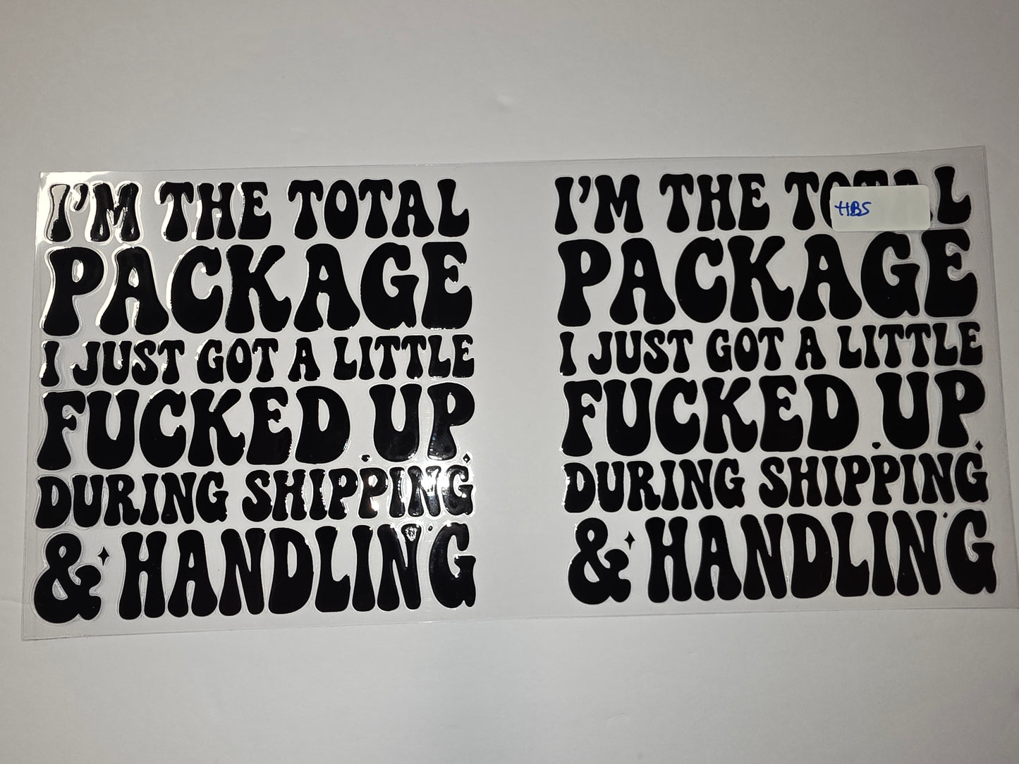 Retro Black "Total Package" Tumbler Wrap | Funny Shipping & Handling Design
