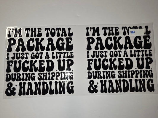 Retro Black "Total Package" Tumbler Wrap | Funny Shipping & Handling Design