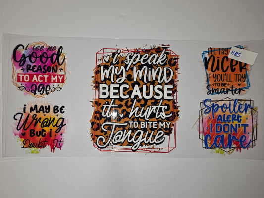 Sassy Quote Tumbler Wraps - Leopard, Watercolor, Bold Text Designs
