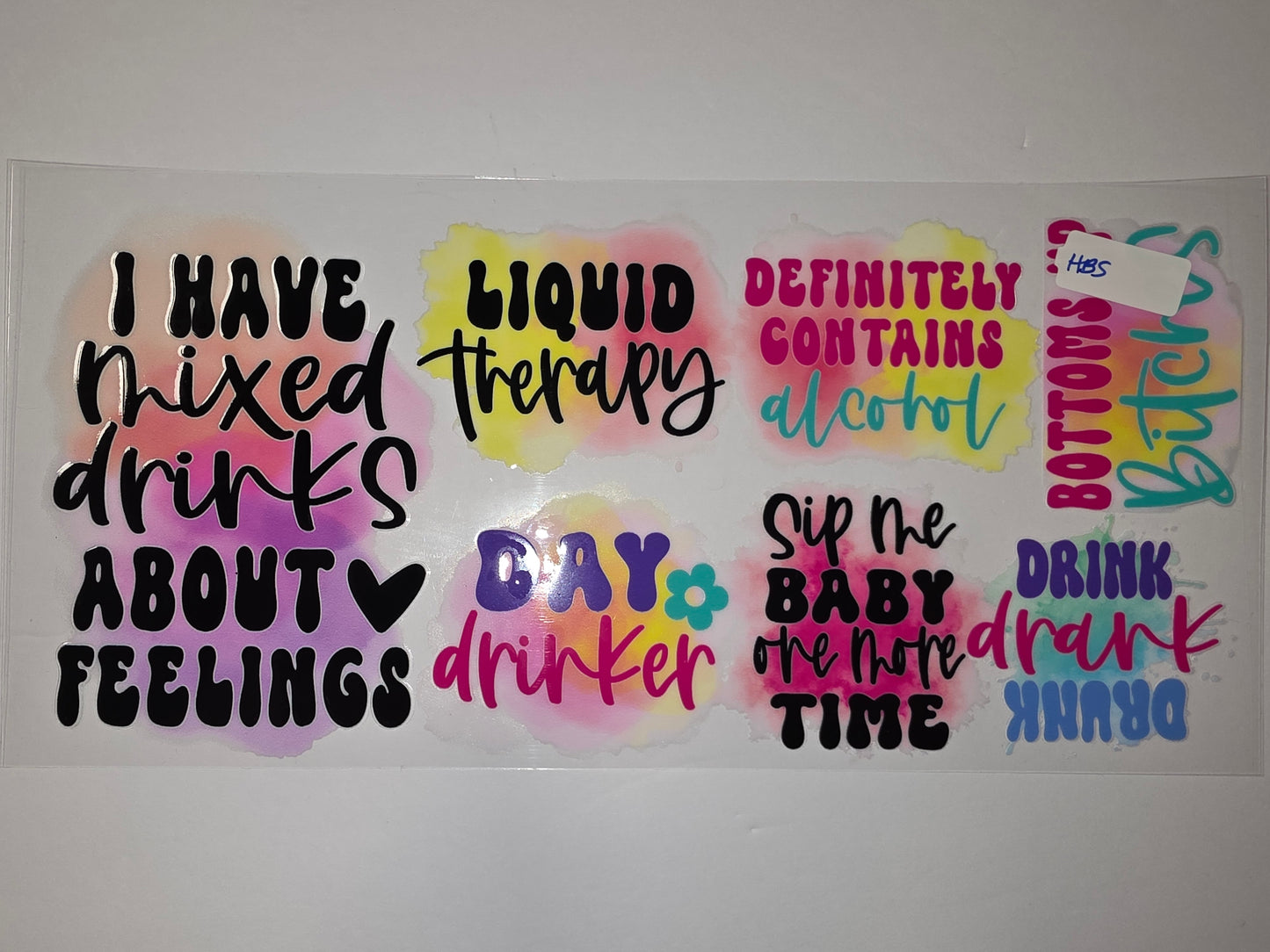 Funny Drinker Tumbler Wraps | "Liquid Therapy" & "Bottoms Up Bitch" Designs | Vibrant Colors