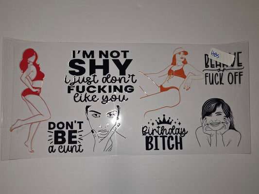 Sassy Diva Tumbler Wraps - Red, Orange, Black & White - Funny & Bold Designs
