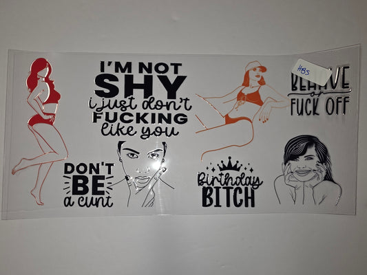 Sassy Women & Bold Text Tumbler Wraps | Red, Orange, Black & White Designs