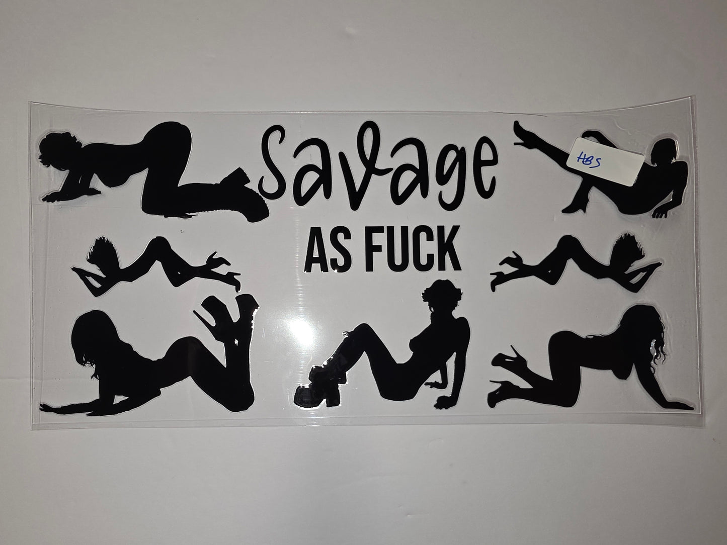 Savage As Fuck Silhouette Tumbler Wrap - Bold Black Design for Cups & Drinkware