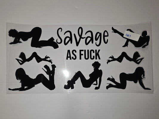 Savage AF Silhouette Tumbler Wrap - Black Vinyl Decal for Cups & Drinkware