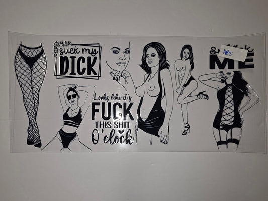 Bold & Sassy Tumbler Wrap - Black & White Lingerie & Text Designs