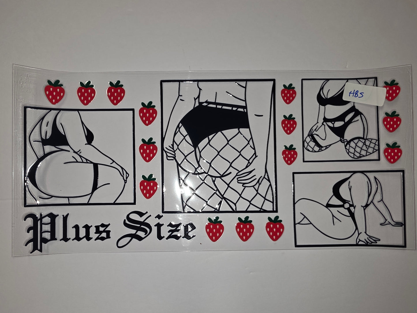 Plus Size Strawberry & Lingerie Tumbler Wrap | Black & White Body Positive Design