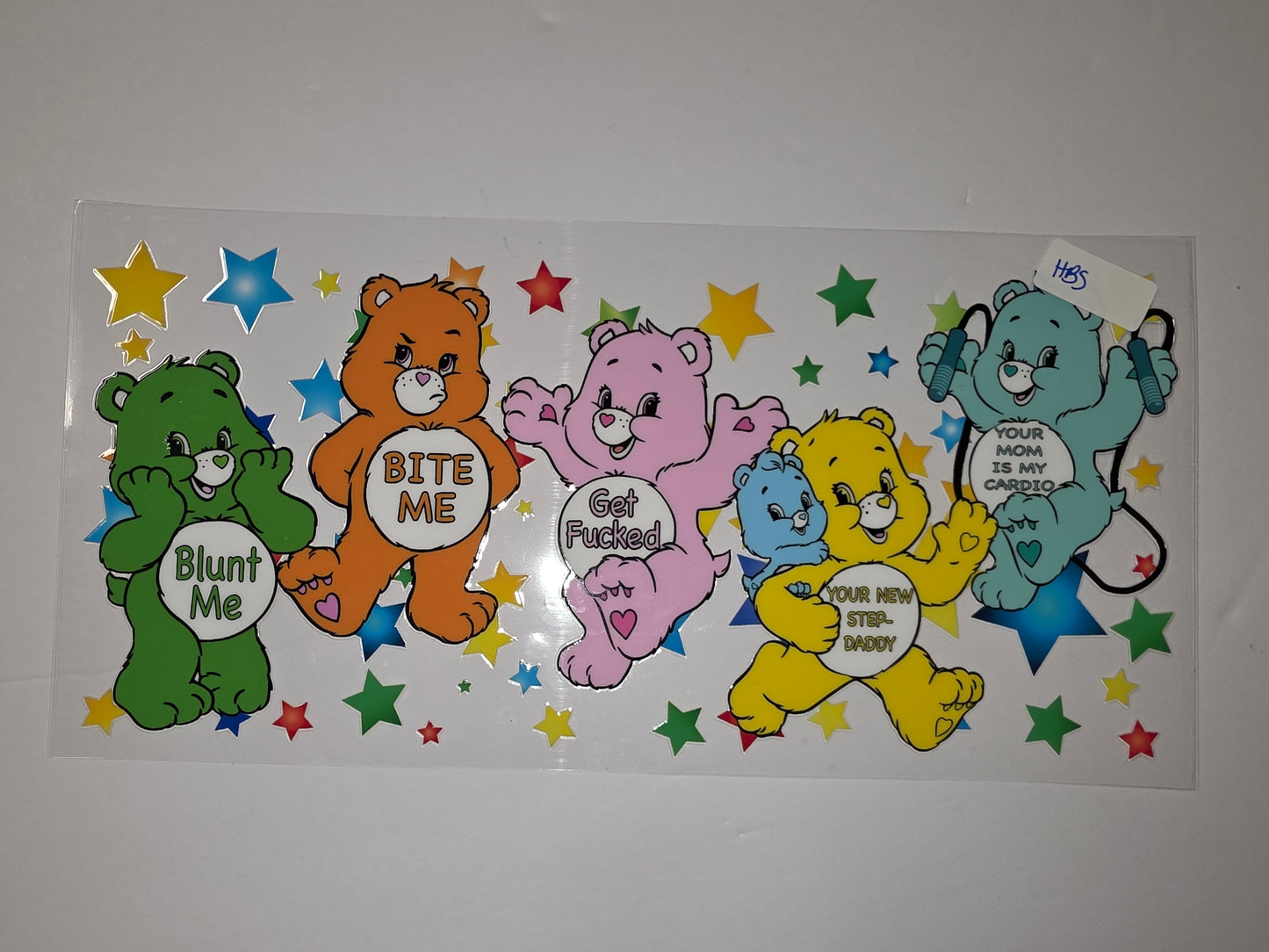 Cheeky Bear Tumbler Wrap - Funny Quotes, Stars, Green, Orange, Pink, Yellow, Teal