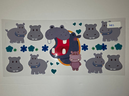 Cute Hippo Tumbler Wrap - Adorable Animal Design for Cups & Drinkware