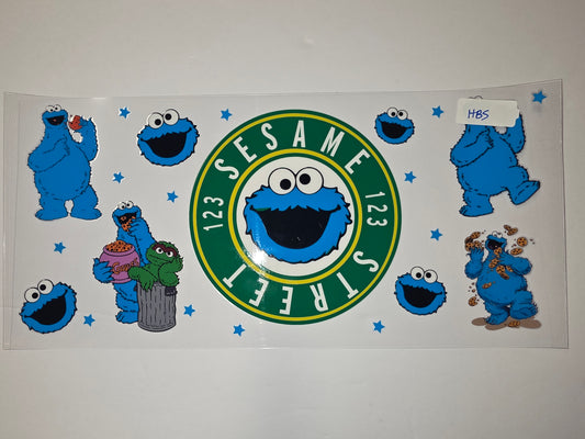 Sesame Street Cookie Monster & Oscar Tumbler Wrap | Blue, Green, Yellow | Fun Character Design