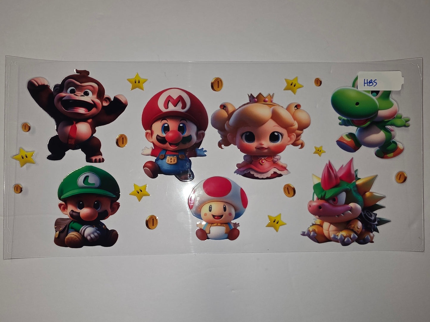 Super Mario Characters Tumbler Wrap - Mario, Luigi, Peach, Yoshi, Bowser Jr, Donkey Kong, Toad