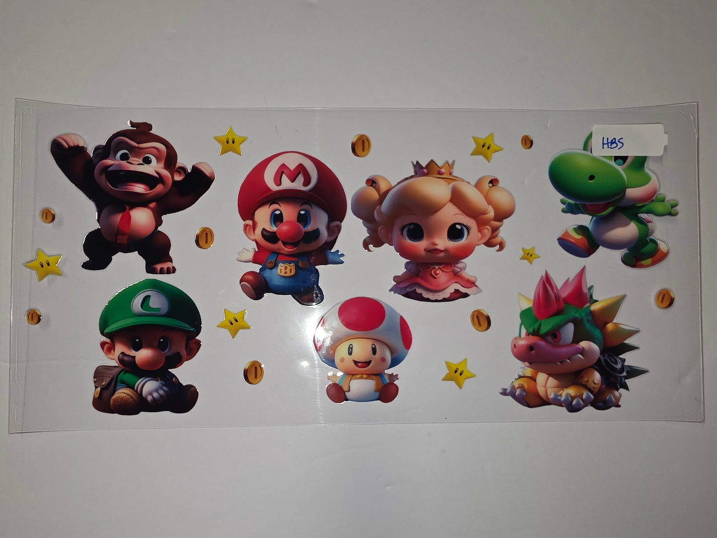 Super Mario Characters Tumbler Wrap - Mario, Luigi, Peach, Yoshi, Bowser, Toad, Donkey Kong