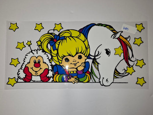 Retro Rainbow Friends & Unicorn Tumbler Wrap - Vintage Cartoon Style