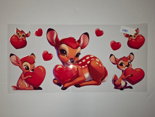 Cute Fawn & Hearts Tumbler Wrap | Valentine's Day Deer Design | Sublimation Cup Art