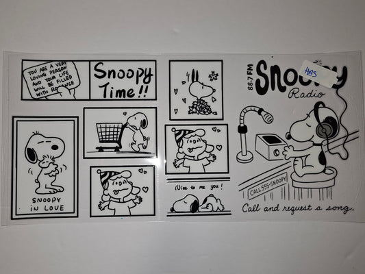 Snoopy Radio Black & White Tumbler Wrap | Cute Peanuts Character Design