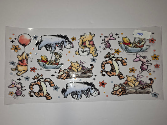 Winnie the Pooh & Friends Tumbler Wrap | Cute Cartoon Characters | Sublimation Design