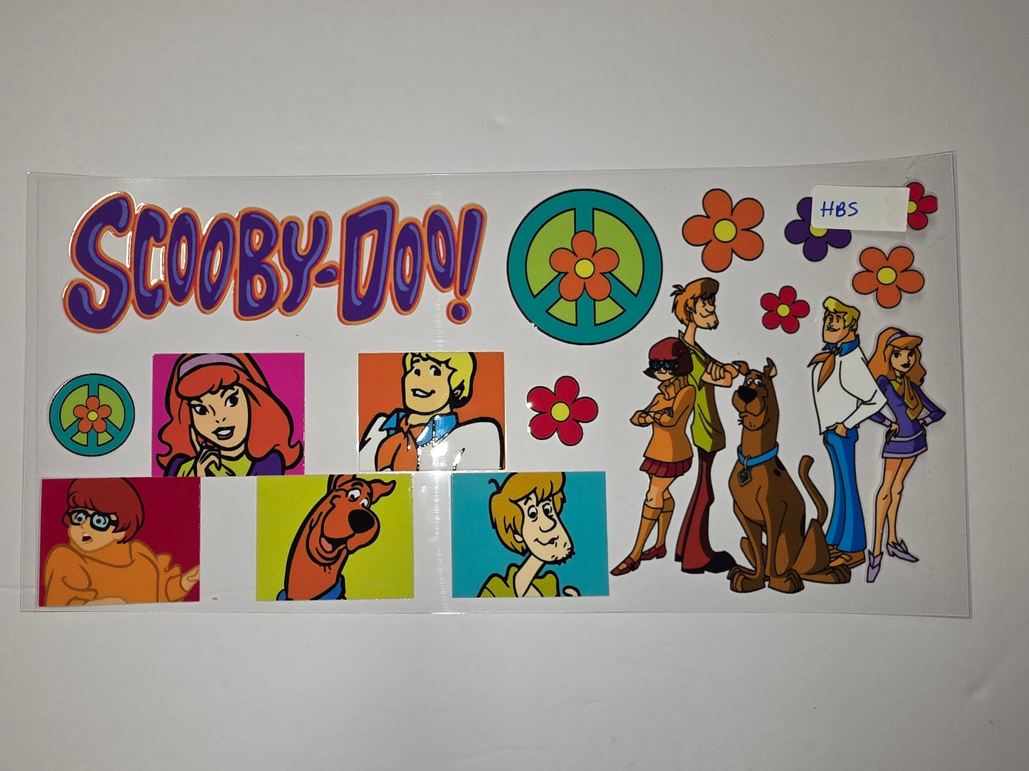 Scooby-Doo Gang Tumbler Wrap | Retro Peace & Flowers Design | Vibrant Colors