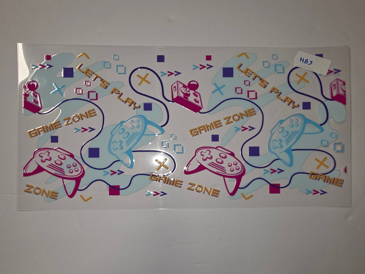 Retro Gaming Controller Tumbler Wrap - Pink, Blue, Yellow & Purple "Game Zone" Design