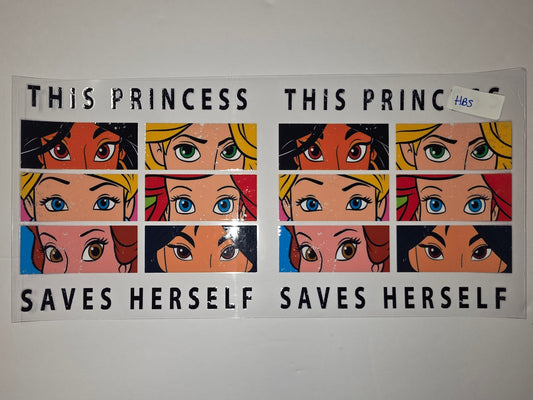 Disney Princess Eyes Tumbler Wrap - "This Princess Saves Herself" - Vibrant & Empowering