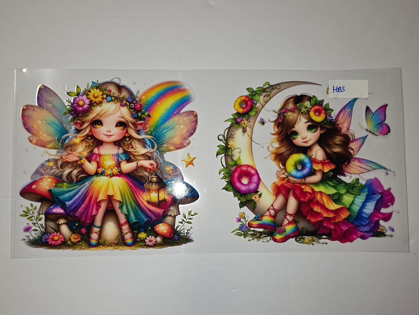 Rainbow Fairy & Moon Tumbler Wrap - Whimsical Fantasy Art for Cups