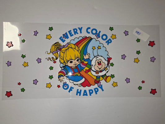 Retro Rainbow Friends Tumbler Wrap - "Every Color of Happy" - Vintage Cartoon Stars Design