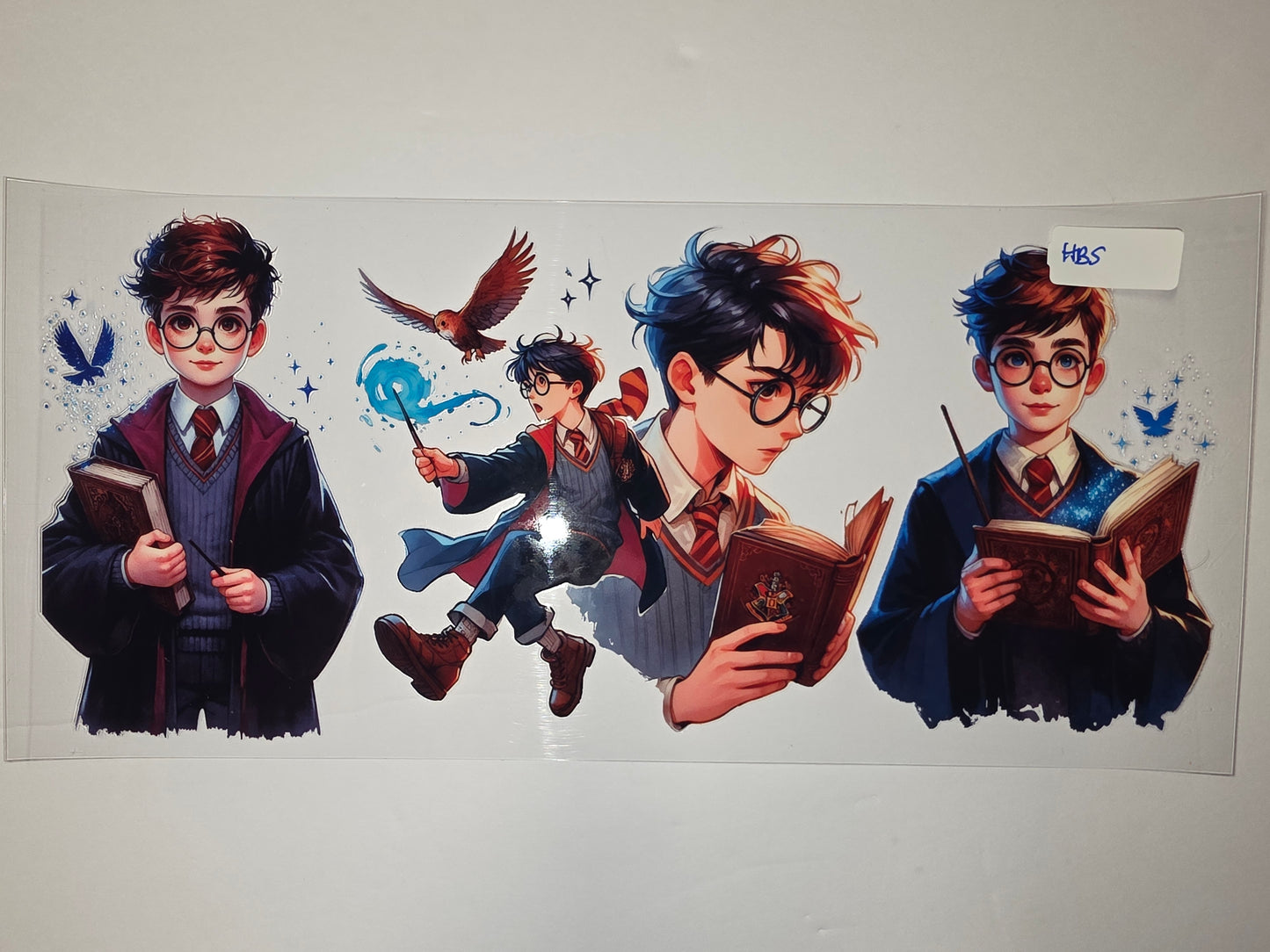 Magical Boy Reading & Casting Spells Tumbler Wrap - Anime Style, Blue & Red Accents