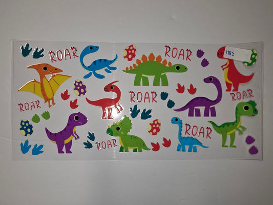 Cute Dinosaur Tumbler Wrap - Roar! Dino Stickers for Cups & Drinkware