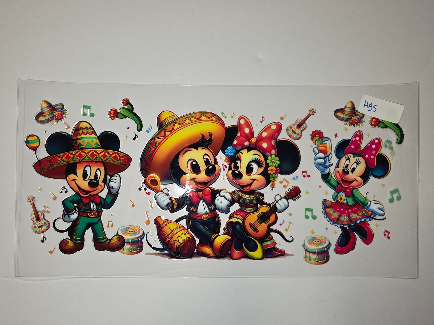 Mickey & Minnie Fiesta Tumbler Wrap | Mexican Sombrero & Guitar Design | Vibrant Colors