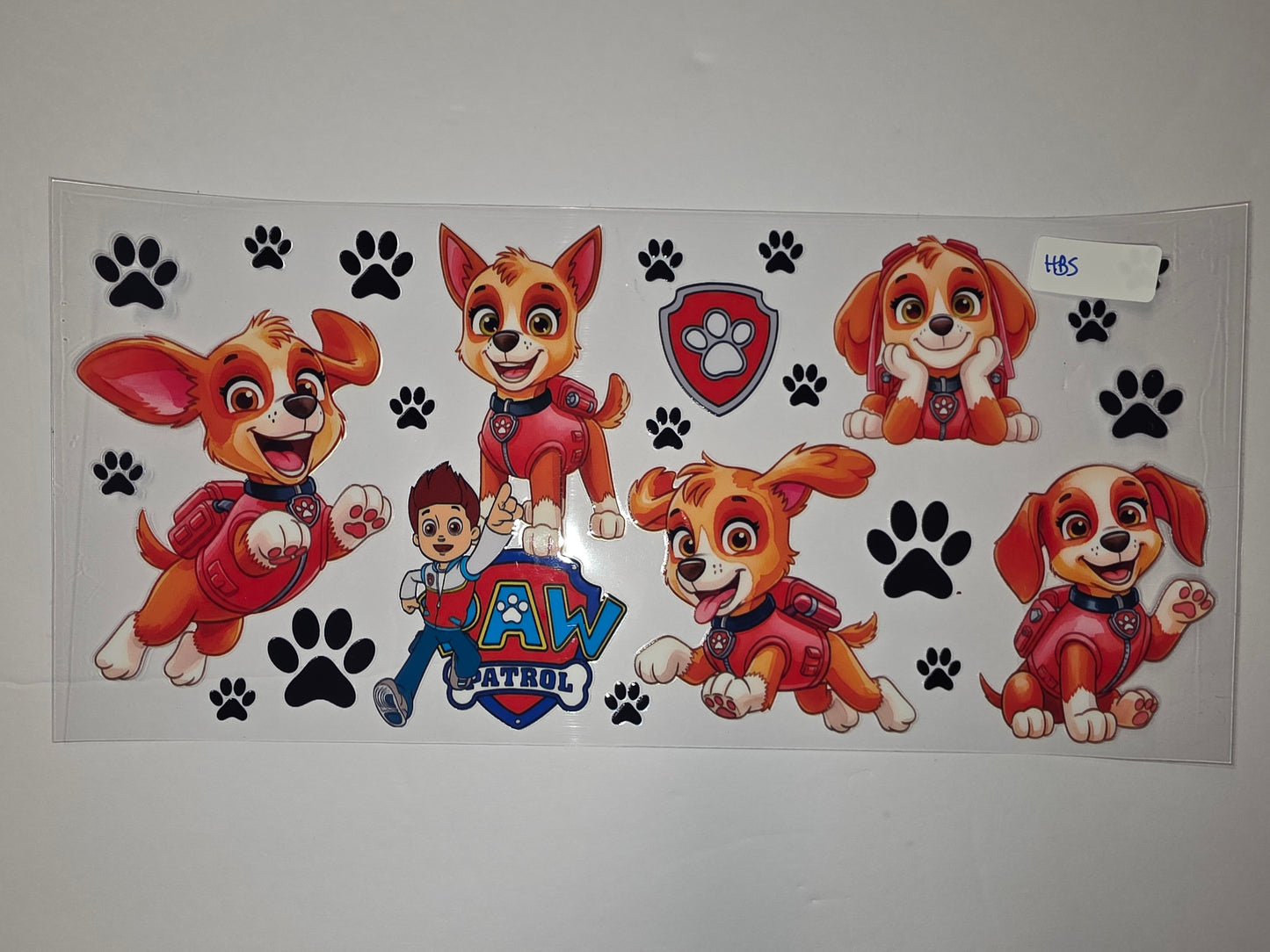 Paw Patrol Tumbler Wrap - Cute Dog & Ryder Design - Red, Orange, Blue