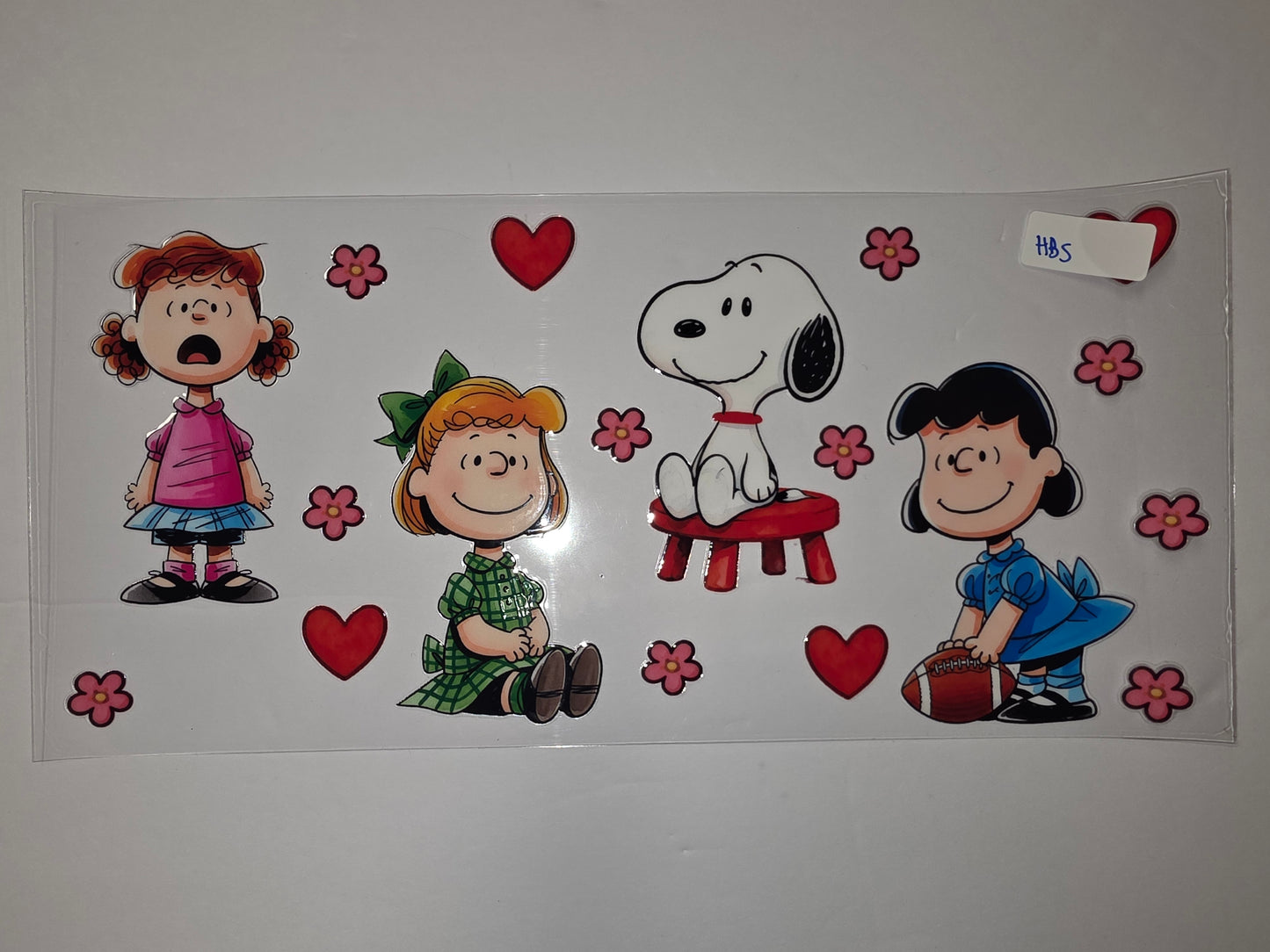Peanuts Characters Tumbler Wrap - Snoopy, Lucy, Sally, Marcie - Hearts & Flowers