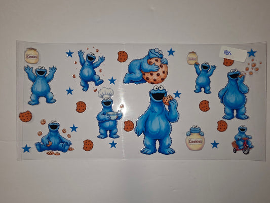 Cookie Monster Tumbler Wrap - Blue Monster & Cookies Design