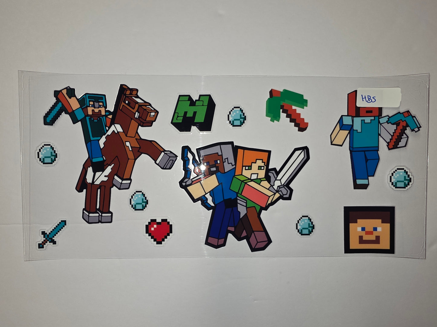 Pixelated Adventure Tumbler Wrap - Minecraft Inspired Characters, Diamonds & Tools