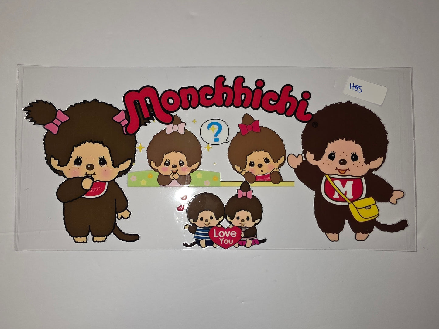 Monchhichi Monkey Tumbler Wrap - Cute Brown Characters with Pink Bows & Yellow Bag