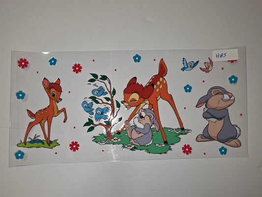 Bambi and Thumper Tumbler Wrap | Cute Forest Animals & Flowers | Kids Drinkware Design