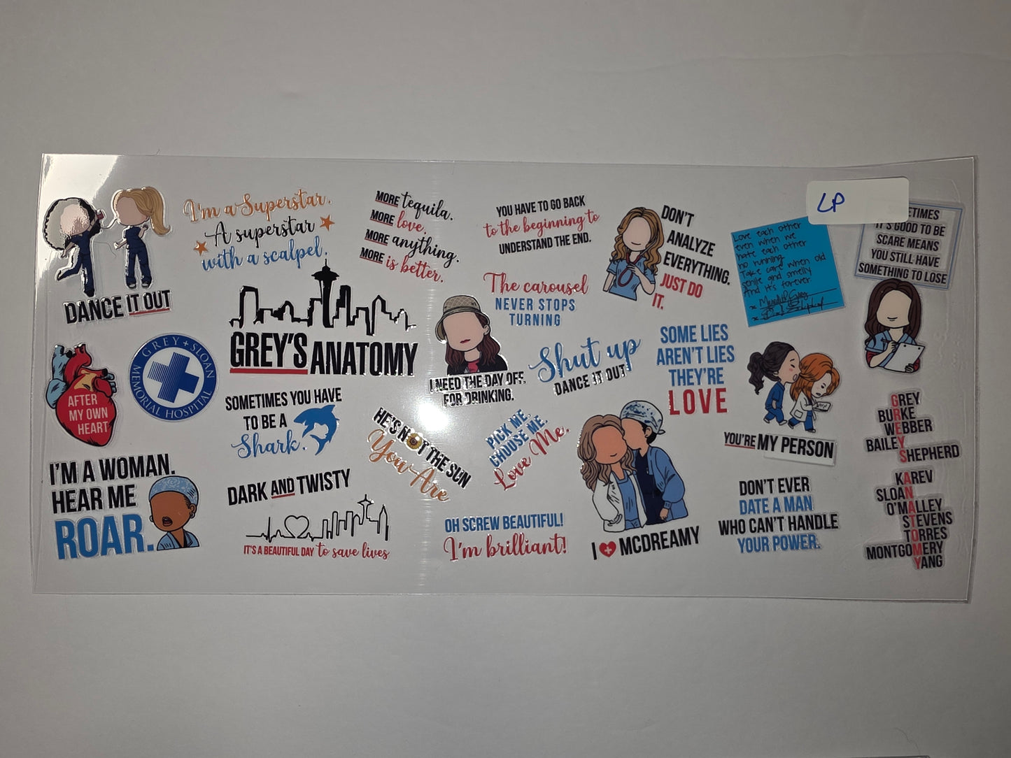 Grey's Anatomy Tumbler Wrap | Medical Quotes & Chibi Characters | Doctor Gift