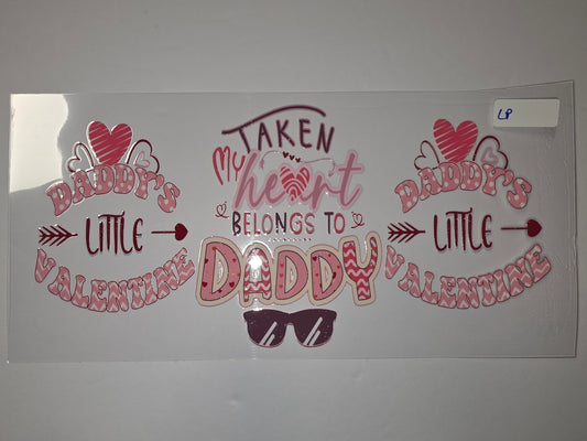 Daddy's Little Valentine Tumbler Wrap - Pink Hearts & Polka Dots