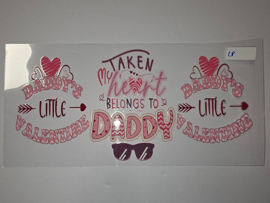 Valentine's Day Daddy's Little Valentine Tumbler Wrap - Pink & Red Hearts & Polka Dots