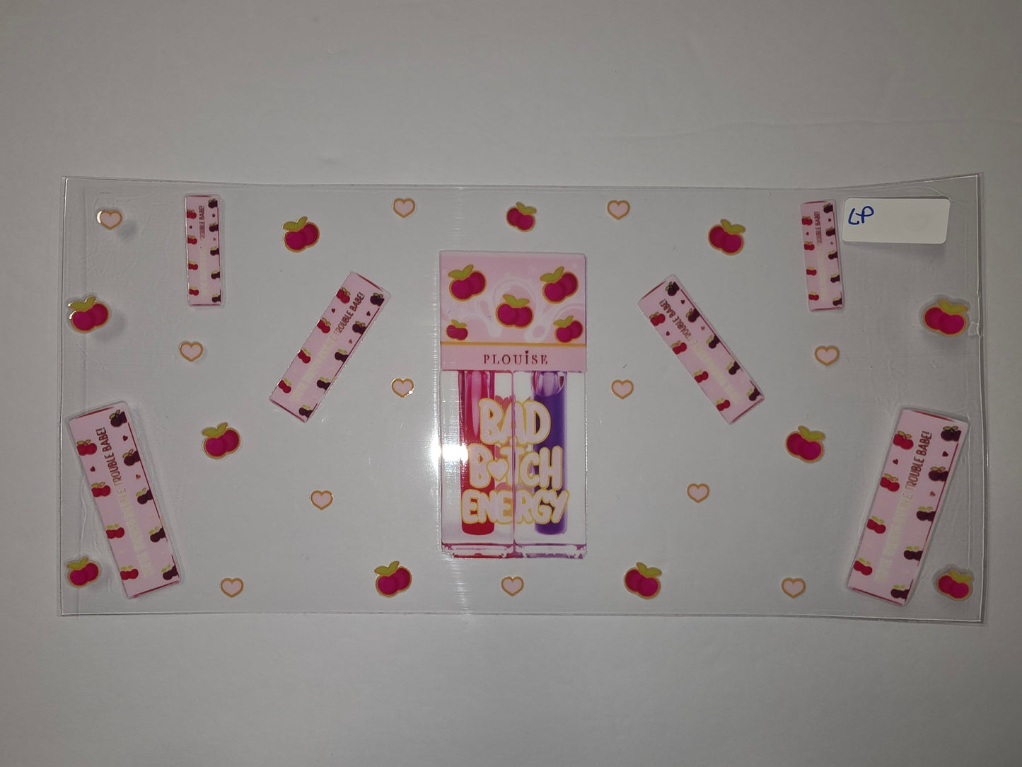 Pink Cherry & Heart Tumbler Wrap | Cute Kawaii Drinkware Design