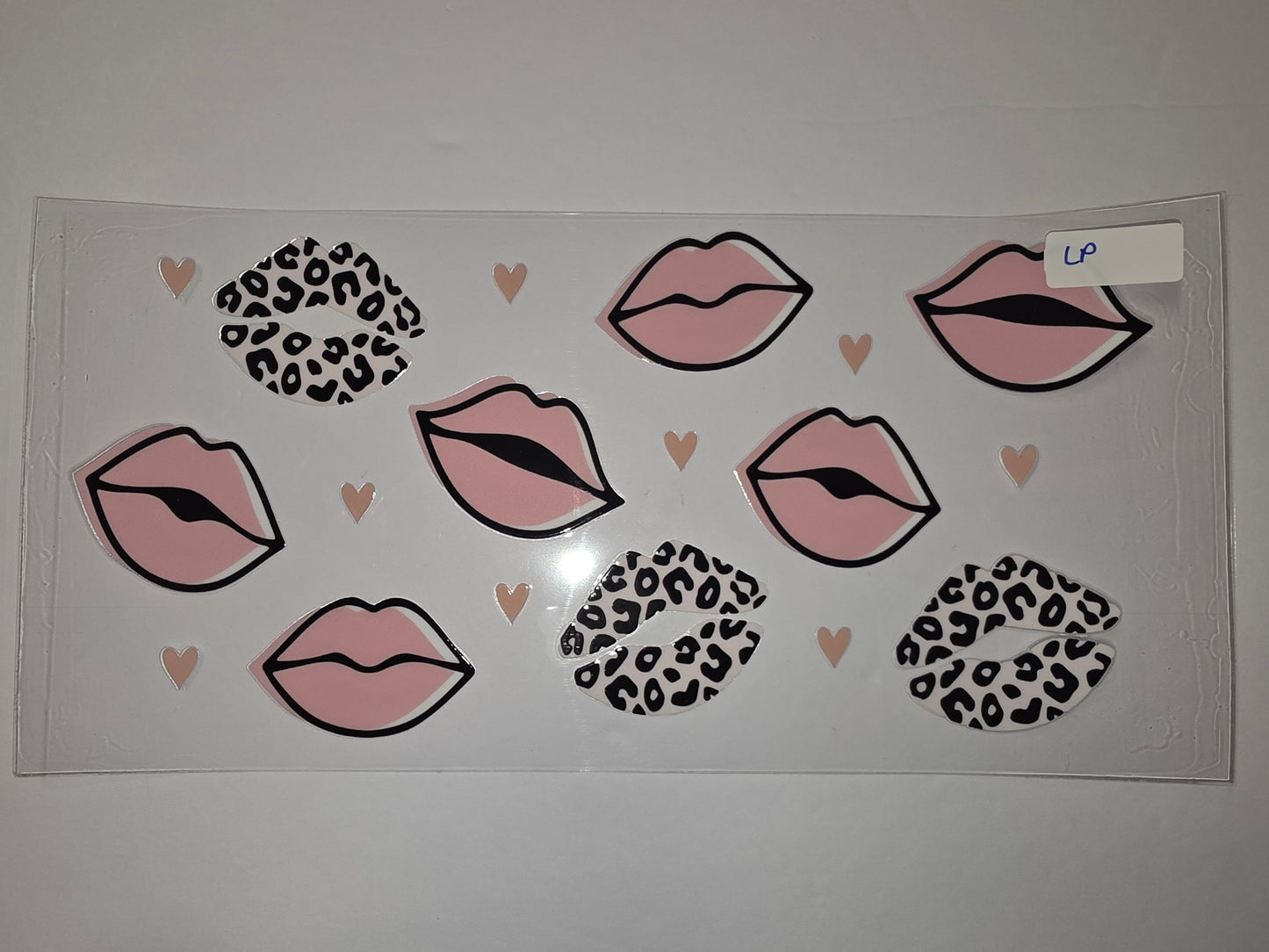 Pink Lips & Leopard Print Tumbler Wrap - Cute Kiss & Heart Design for Drinkware