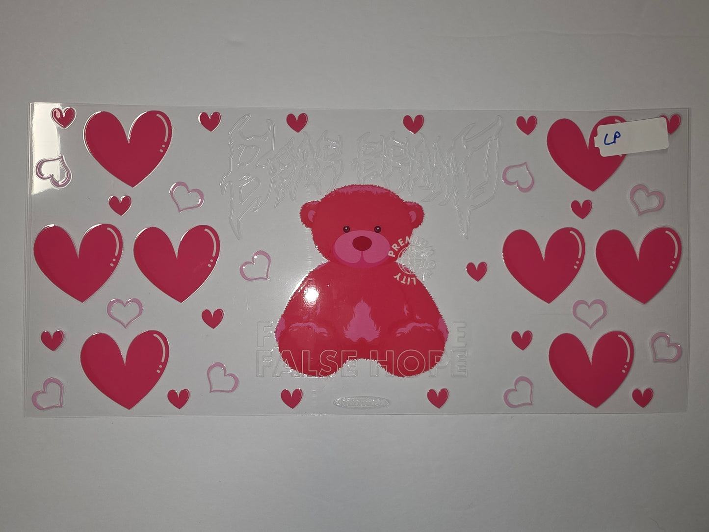 Pink Teddy Bear & Hearts Tumbler Wrap | Cute Valentine's Day Drinkware Design