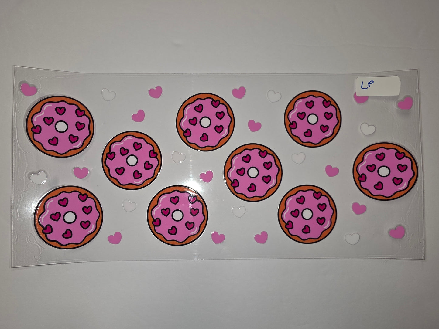 Pink Donut & Heart Tumbler Wrap - Cute Kawaii Drinkware Design