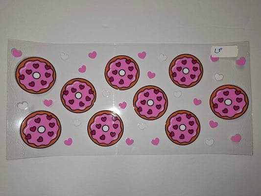 Pink Donut & Heart Tumbler Wrap - Cute Kawaii Drinkware Design