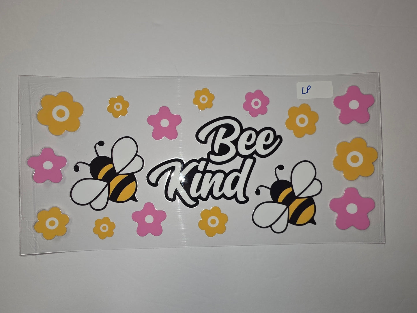 Bee Kind Tumbler Wrap - Cute Bees & Flowers Design - Yellow, Pink, Black