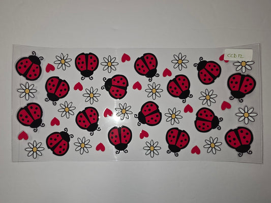Cute Ladybug & Daisy Tumbler Wrap - Red, Black, White, Yellow - Spring Garden Design