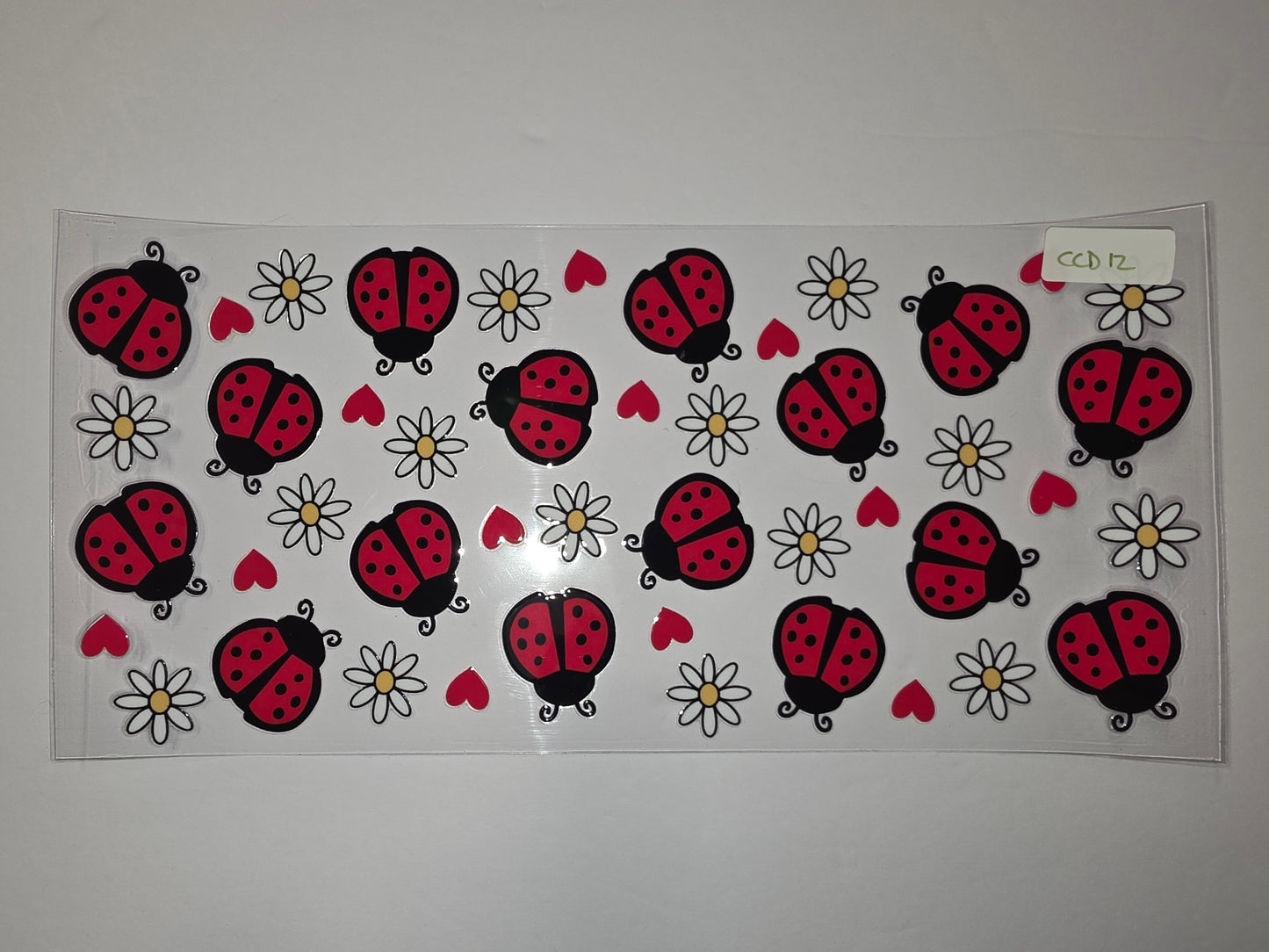 Cute Ladybug and Daisy Tumbler Wrap - Red, Black, White, Yellow - Sublimation Design