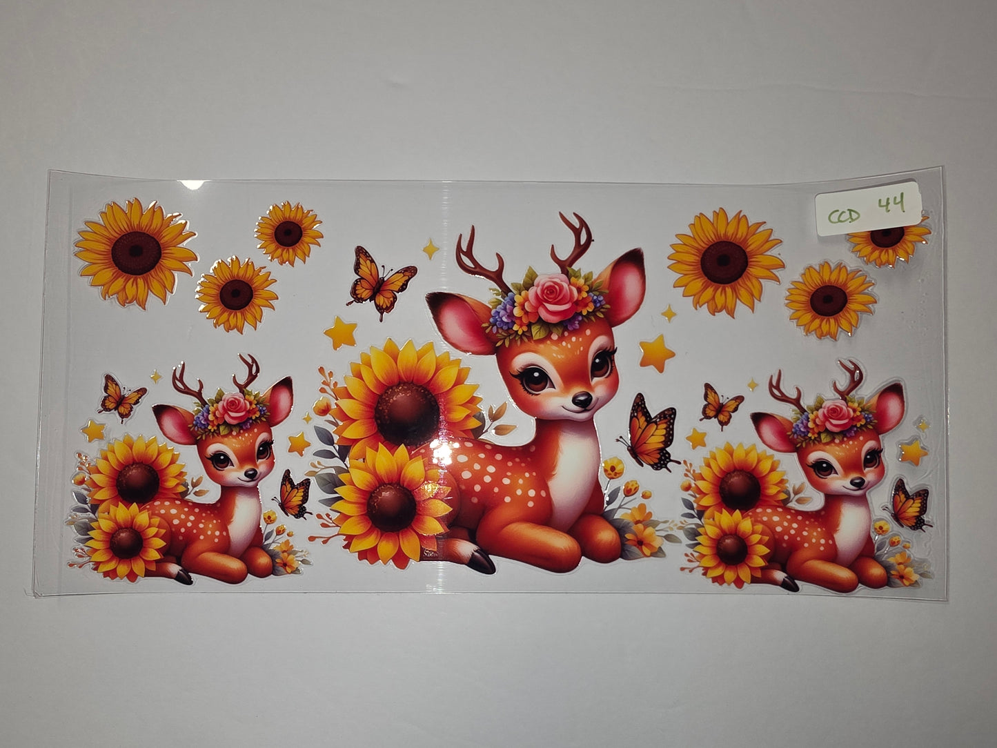 Cute Deer & Sunflower Tumbler Wrap | Whimsical Woodland Butterfly Design