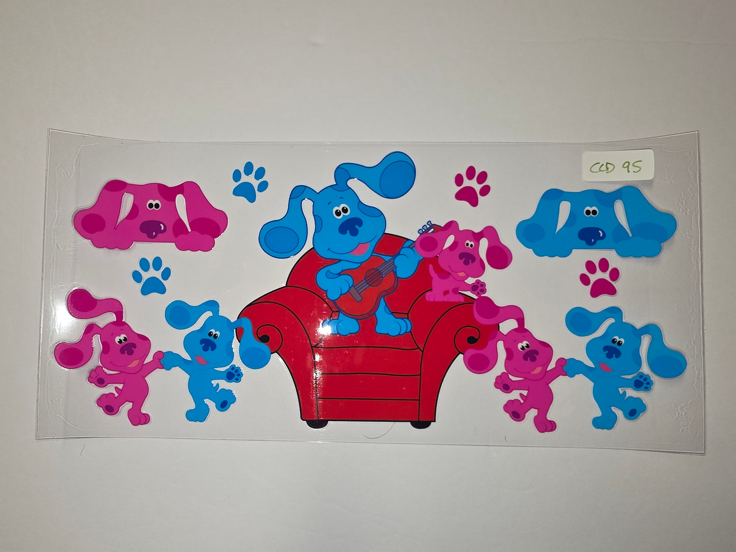 Blue's Clues Dog Tumbler Wrap - Pink & Blue Cartoon Characters with Paw Prints